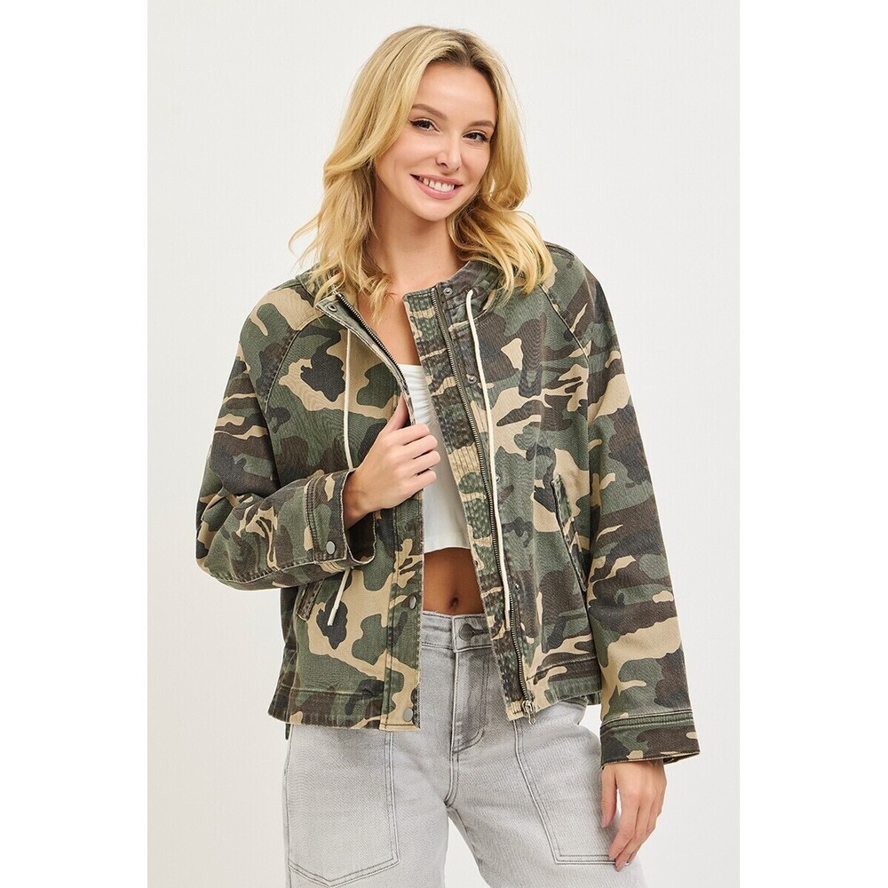 RDJ-9269 | Risen Oversized Camo Jacket | Raglan-Sleeve | Hoodie | Sizes S-XL - Picture 2 of 6